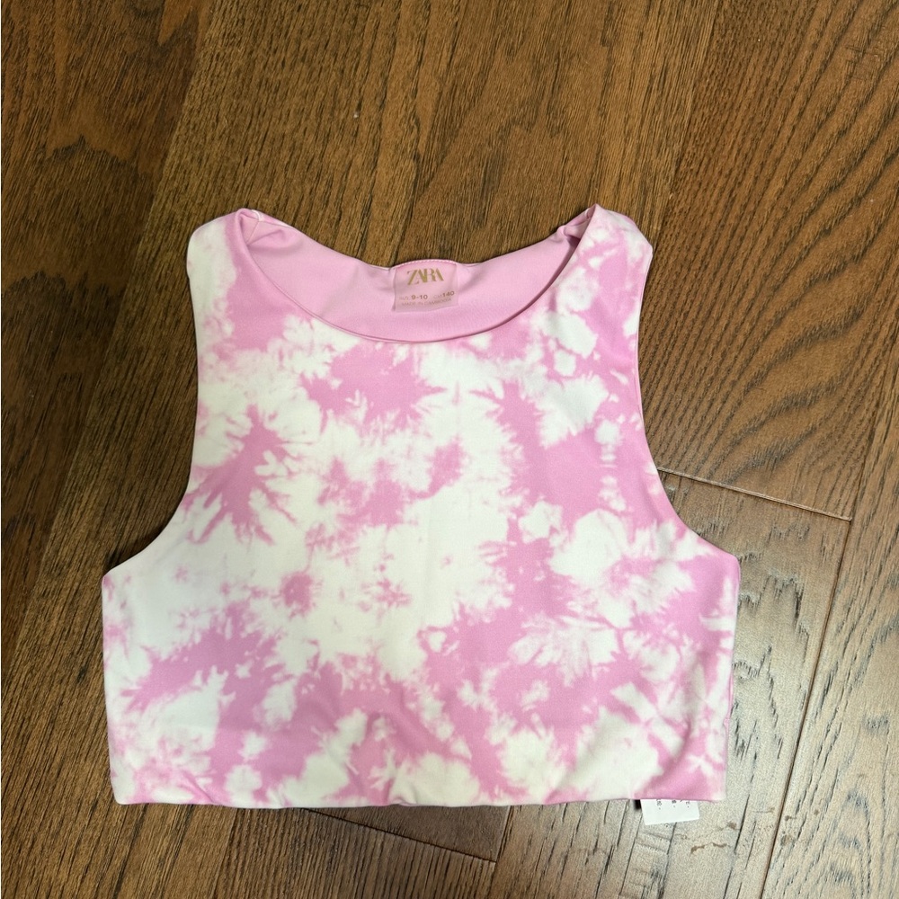 Zara Pink and White Tie-Dye Top